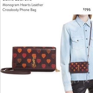 NWT YSL Monogram Hearts Leather Crossbody Phone Bag